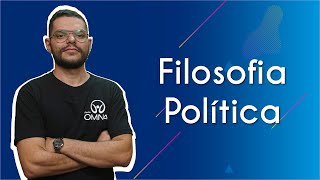 Professor ao lado do escrito "Filosofia política".