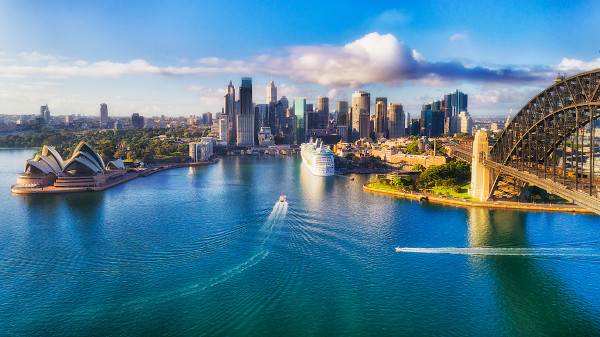 Porto de Sydney, a cidade mais populosa da Austrália.