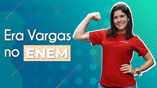 "Era Vargas no Enem" escrito sobre fundo verde ao lado da imagem da professora