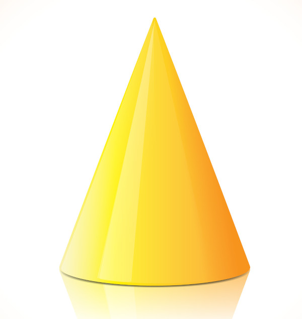 Cone amarelo, um sólido geométrico.