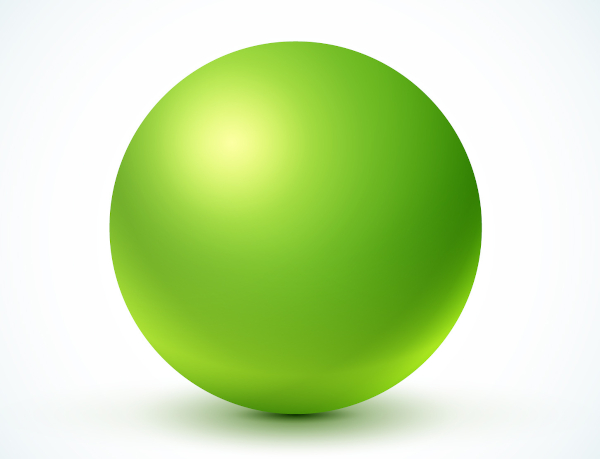 Esfera verde, um sólido geométrico.