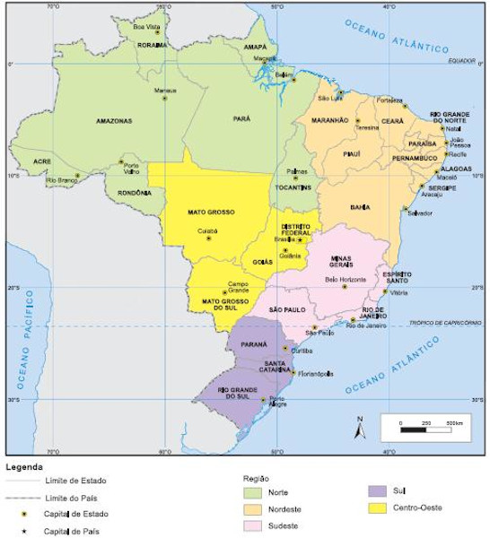 Mapa das capitais do Brasil