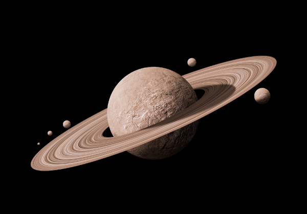 Saturno possui muitos satélites naturais, que são luas que o orbitam. A maior e mais famosa delas é chamada de Titã. 