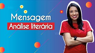 Professora ao lado do texto"Mensagem | Análise literária"