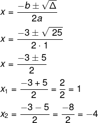 Resolução de equação do 2º grau com fórmula de Bhaskara