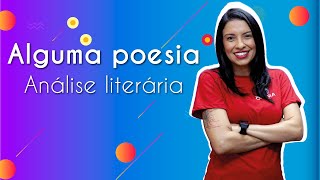Professora ao lado do texto"´Alguma poesia I Análise literária"