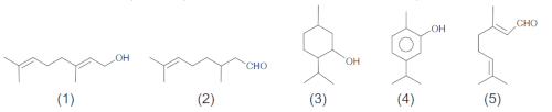 Cinco opções de estruturas químicas de óleos essenciais
