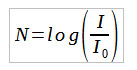 Equação que relaciona a intensidade e o número de decibéis