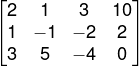 Exemplo de matriz completa associada a sistema linear