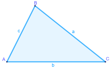 Triângulo com lados a, b e c
