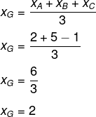 Cálculo da coordenada XG do baricentro de um triângulo