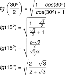 Cálculo do valor da tangente de um ângulo de 15°