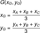 Fórmula para calcular as coordenadas do baricentro do triângulo