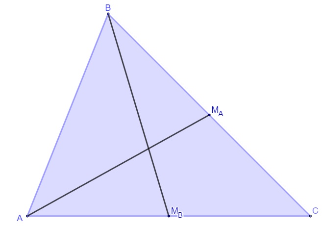 Mediana do triângulo em relação ao vértice B