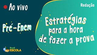 "Pré-Enem | Estratégias para a hora de fazer a prova" escrito sobre fundo verde