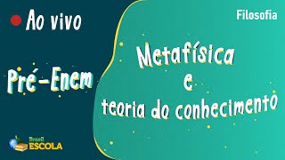 "Pré-Enem | Metafísica e teoria do conhecimento" escrito sobre fundo verde