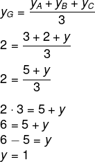 Resolução de cálculo para encontrar coordenada YG de baricentro de triângulo