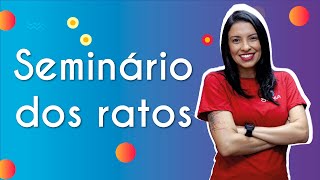 Professora ao lado do texto"Seminário dos ratos"