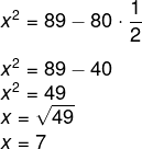 Aplicação da lei dos cossenos com substituição de cos60° no cálculo por seu valor.