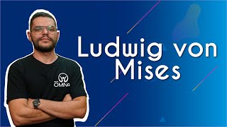 Professor ao lado do texto"Ludwig von mises"