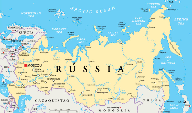 Mapa da Rússia.