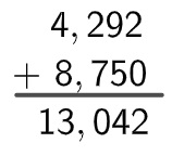 Adição entre o número 4,292 e o número 8,75 resultando em 13,042.