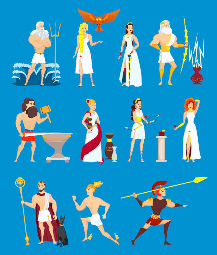 Quadro ilustrativo de deuses da mitologia grega