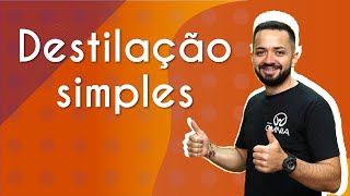 Professor ao lado do texto"Destilação simples"