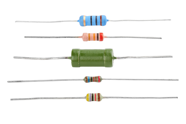 Alguns tipos de resistores elétricos.