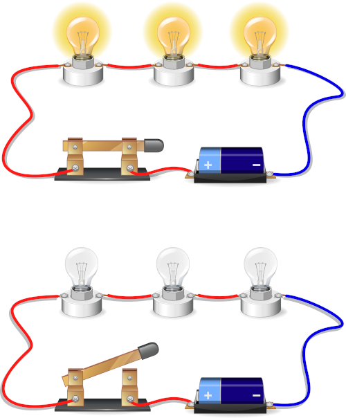 Circuito formado por lâmpadas ligado em série