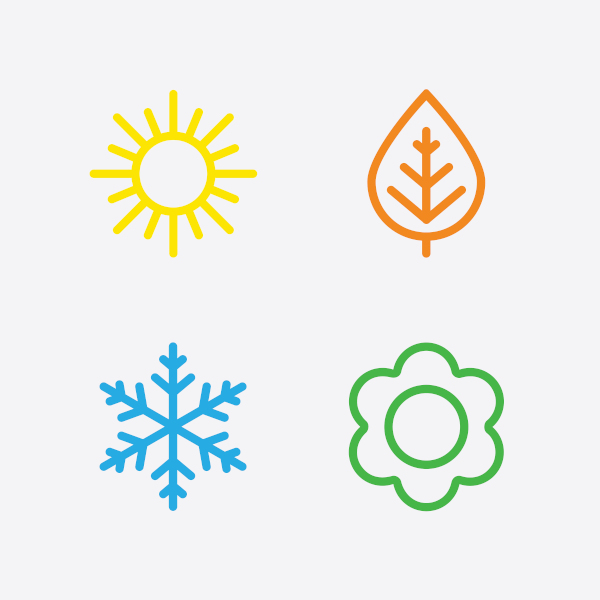 Ícones representando as estações do ano.