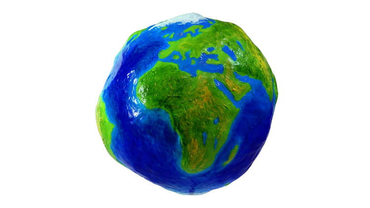 Representação artística do formato geoide da Terra.
