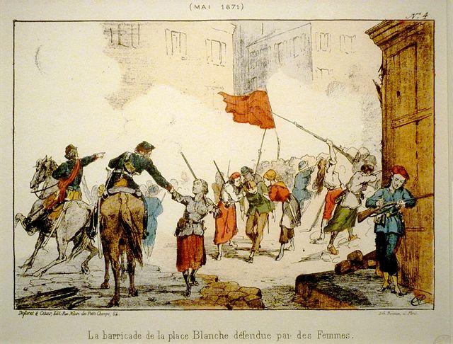 Barricada da Place Blanche, defendida por mulheres durante a Semana Sangrenta.