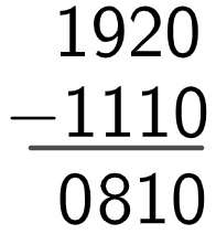 Subtração entre 1920 e 1110