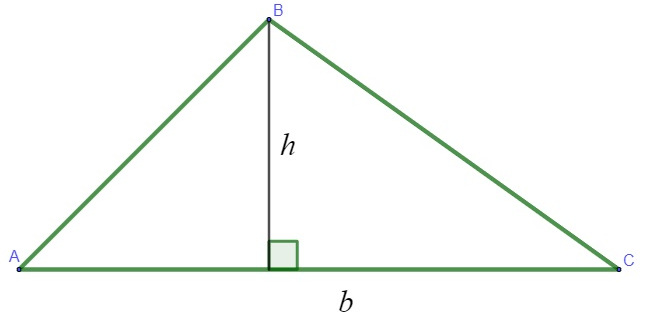 Triângulo escaleno de lado b e altura h.