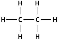 Fórmula estrutural do alcano etano.