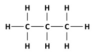 Fórmula estrutural do alcano propano.