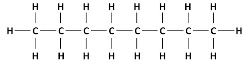 Fórmula estrutural do alcano octano.