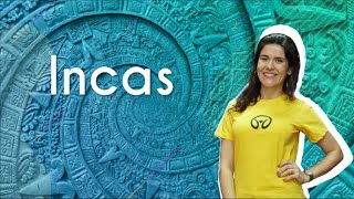 Professora ao lado do texto"Incas"