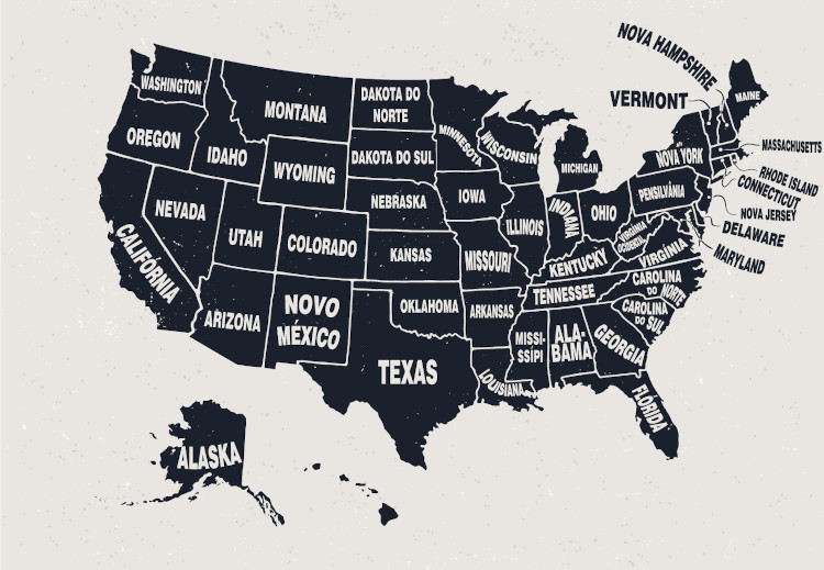 Mapa dos Estados Unidos.