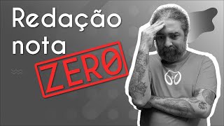 "Redação nota zero" escrito em fundo cinza e a imagem do professor com semblante frustrado