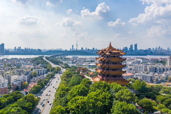 Vista aérea da cidade de Wuhan, na China.