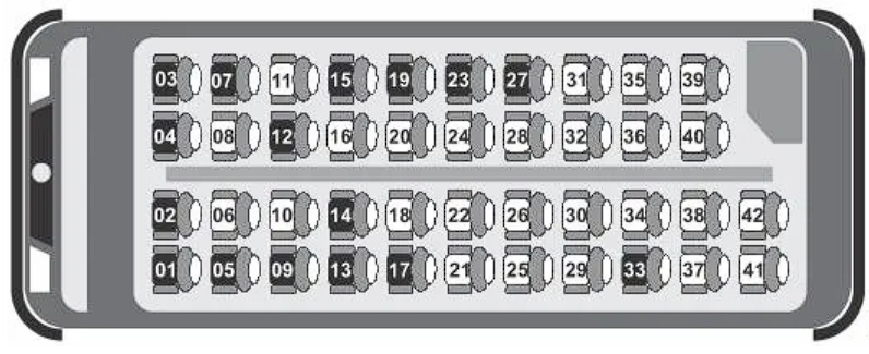 Esquema mostra assentos disponíveis e os que já foram vendidos — questão do Enem 2020