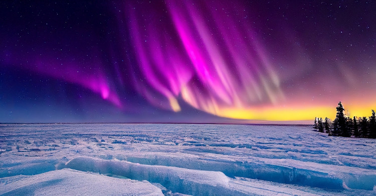 Luzes da aurora boreal.