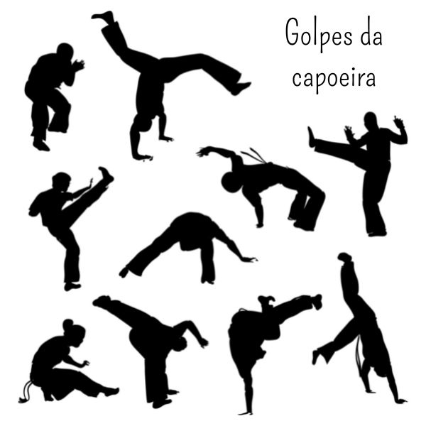  Ilustração representando os principais golpes da capoeira.