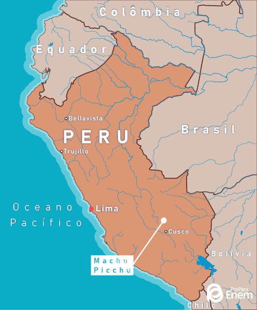 Mapa do Peru indicando a localização de Machu Picchu. [1]