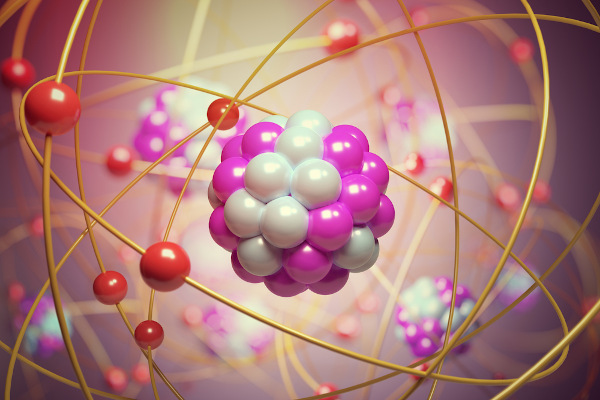 Átomo representando a ideia de que é neutro quando possui a mesma quantidade de carga elétrica positiva e negativa.