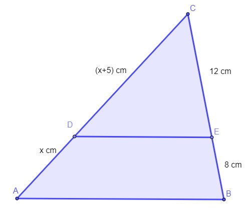 Triângulo com segmento proporcionais