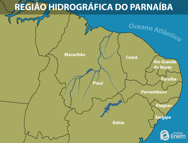 Mapa do Rio Parnaíba.