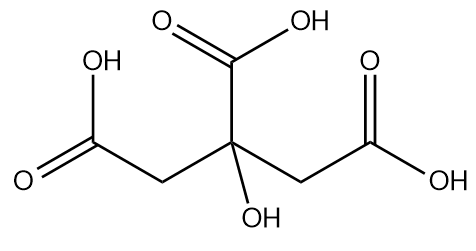 Estrutura do ácido cítrico.